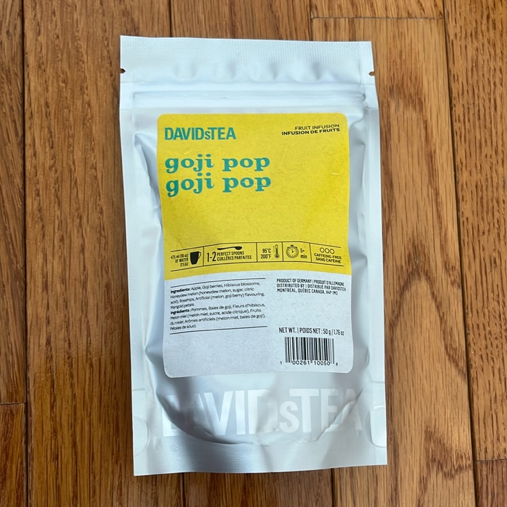 DAVIDsTEA Goji Pop Fruit Infusion Herbal Tea Caffeine Free 50 grams